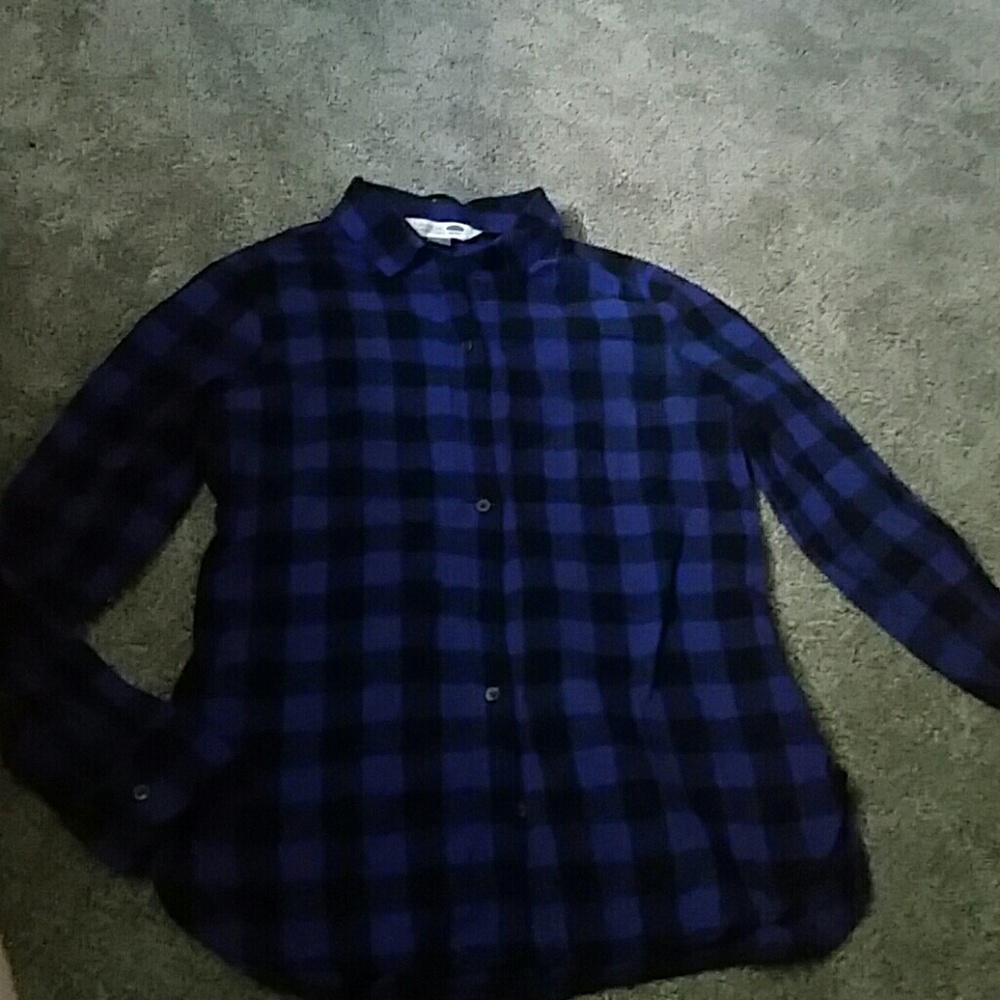 Blue and black button up flannel